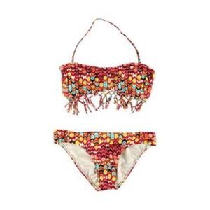 Hobie Bikini Fringe Halter Bikini Set Medium New